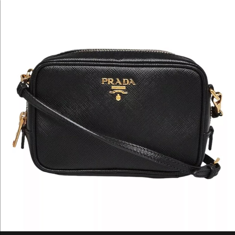 Authentic!! PRADA Black Saffiano Mini Camera Bag